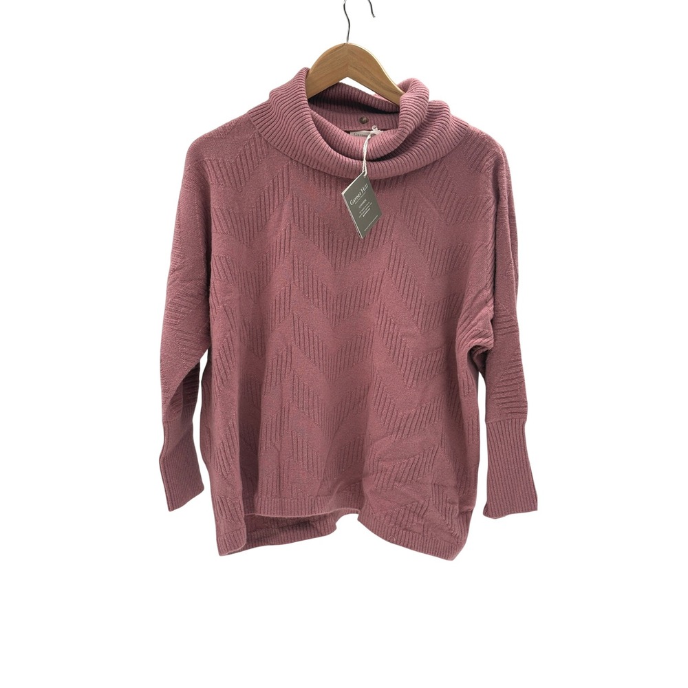 Garnet Hill Cashmere Sweater Shimmer Convertible Turtleneck Women Small New Pink